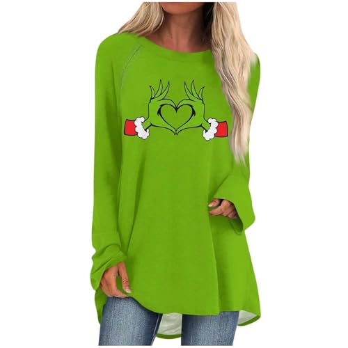 Generisch Grinch Damen Weihnachtspullover Lustig Baumwolle Übergroße Sweatshirts Grafik Drucken Tunika Tops Lässig Lose Passform Pullover Generisch Grinch Damen Weihnachtspullover Lustig Baumwolle Übergroße Sweatshirts Grafik Drucken Tunika Tops Lässig Lose Passform Pullover von Generisch