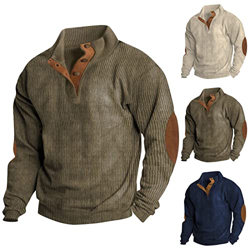 Generisch Pullover, Herren Pullover Und Winter Europäische Größe Outdoor Casual Stehkragen Langärmelige Tops Sweatshirt for Men Pullover Für Pullover Mit Reißverschluss Polloverer (M, Khaki) von Generisch