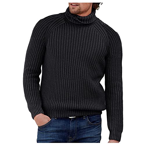 Generisch Pullover, Herren Stehkragen Pulli Mit Rollkragen Langarm Grobstrick Sweater Men's & Sweatshirts Winter Pullover Turtleneck Kaschmir Pullover Pulower V Pullover Shirt (XL, Schwarz) von Generisch