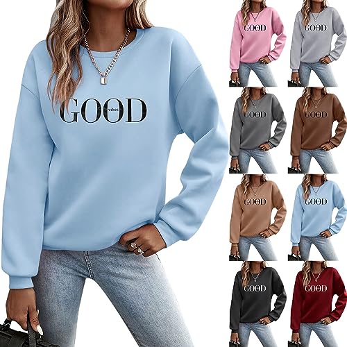 Generisch Pullover Damen Herbst Sale Sweatshirt Ohne Kapuze Langarm Rundhals Pulli Winter Frauen Druck Locker Casual Oberteil Sport Streetwear Bluse Tops Kleidung Damen von Generisch