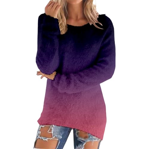 Generisch Pullover Damen Lang Teddy Fleece Flauschig Pulli Winter Warm Sweatshirt ohne Kapuze Casual Langarm Fleecepulli Lose Plüsch Pulli Tops Lockeres Oberteile mit Taschen Casual Thermo Sweatshirt von Generisch