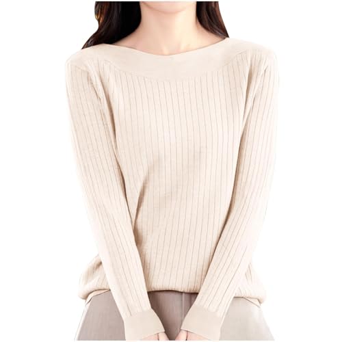 Generisch Pullover Damen Rundhals Langarmshirt Leichter Langarm Strickpullover Herbst Winter Sweater Pulli Elegant Einfarbig Knit Pullover Oberteile 1#Beige XL Generisch Pullover Damen Rundhals Langarmshirt Leichter Langarm Strickpullover Herbst Winter Sweater Pulli Elegant Einfarbig Knit Pullover Oberteile 1#Beige XL von Generisch