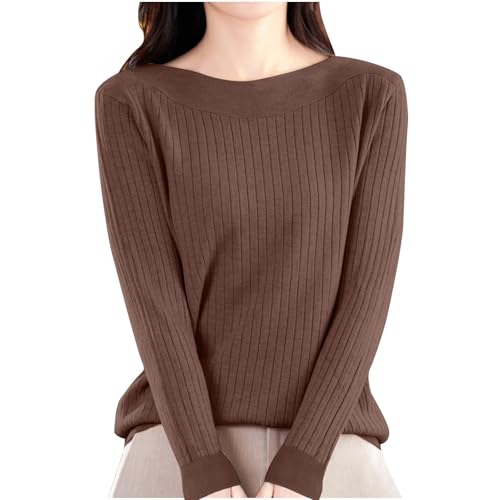 Generisch Pullover Damen Rundhals Langarmshirt Leichter Langarm Strickpullover Herbst Winter Sweater Pulli Elegant Einfarbig Knit Pullover Oberteile 1#Braun M Generisch Pullover Damen Rundhals Langarmshirt Leichter Langarm Strickpullover Herbst Winter Sweater Pulli Elegant Einfarbig Knit Pullover Oberteile 1#Braun M von Generisch