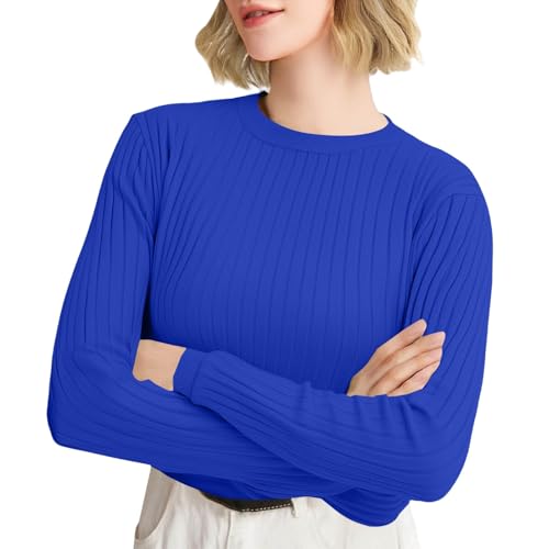 Generisch Pullover Damen Rundhals Strickpullover Elegant Einfarbig Herbst Winter Merinowolle Pullover Basic Winterpullover Warm Wollpullover Strick Pullis Langarm Kuschelpullover Sweater Blau,S Generisch Pullover Damen Rundhals Strickpullover Elegant Einfarbig Herbst Winter Merinowolle Pullover Basic Winterpullover Warm Wollpullover Strick Pullis Langarm Kuschelpullover Sweater Blau,S von Generisch