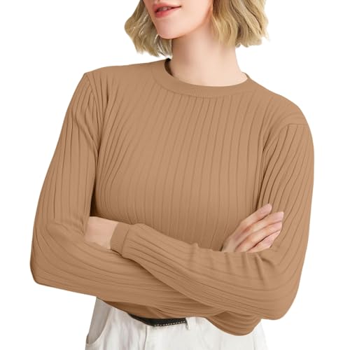Generisch Pullover Damen Rundhals Strickpullover Elegant Einfarbig Herbst Winter Merinowolle Pullover Basic Winterpullover Warm Wollpullover Strick Pullis Langarm Kuschelpullover Sweater Khaki,S Generisch Pullover Damen Rundhals Strickpullover Elegant Einfarbig Herbst Winter Merinowolle Pullover Basic Winterpullover Warm Wollpullover Strick Pullis Langarm Kuschelpullover Sweater Khaki,S von Generisch