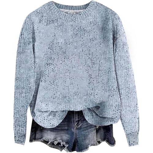 Generisch Pullover Damen Strickpullover Damen Einfarbig Grobstrickpullover Oversize Rundhals Langarm Sweatshirt Winter Lässiges Warm Pulli Jumper Bluse Oberteile Tops Langarmshirt Teenager Mädchen von Generisch