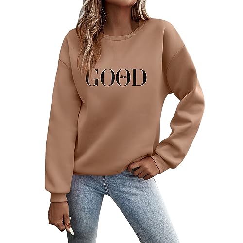 Generisch Pullover Damen Sweatshirt Briefe Drucken Langarm Rundhals Pulli Herbst Winter Frauen Buchstaben Druck Locker Casual Oberteil Sport Streetwear Sweatshirts ohne Kapuze Bluse Tops von Generisch