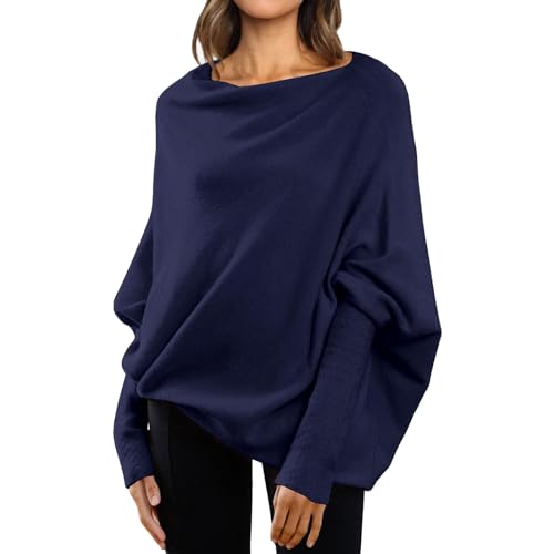 Generisch Pullover Damen Sweatshirt Light Weight Sweaters for Women Casual Long Sleeve Tops Winter Knit Drop Shoulder Sweater Fall Jumper Tunics Herbst Winter Pullover Casual Basic Oberteile Tops von Generisch