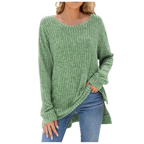 Generisch Pullover Damen Winter Rundhals Pulli Lose Sweatshirt Warm Lockerer Oberteile Elegant Oversized Langarmshirt Große Größen Einfarbig Atmungsaktiv Pullover Oberbekleidung von Generisch