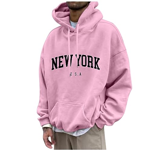 Generisch Pullover Herren, Essentials Kapuzenpullover Lose Langarm Bedrucktes Sweatshirt Mit Kapuze Casual Fashion Sport Sweatshirt Kapuzenjacke Hoodies Sweatjacken Günstig Schwarz (6XL, Rosa) von Generisch