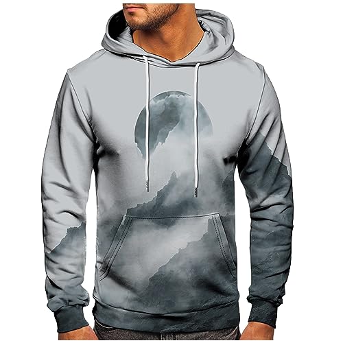 Generisch Pullover Herren, Hoodie Sweatjacke Casual Langarm Druck Kapuzenpullover Hoody Sweater Mit Taschen Hoodies (L, Gray) von Generisch