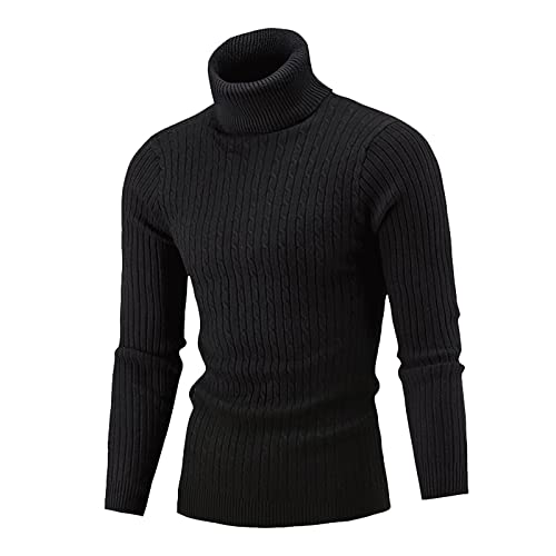 Generisch Pullover Herren, Komfort Strickpullover Warmer Herren Winter Pulli Sweater Men's & Sweatshirts Norweger Pullover Swetshirts Blau Schwarz Troyer Pullover Rundhals Pullover (XXL, Schwarz) von Generisch