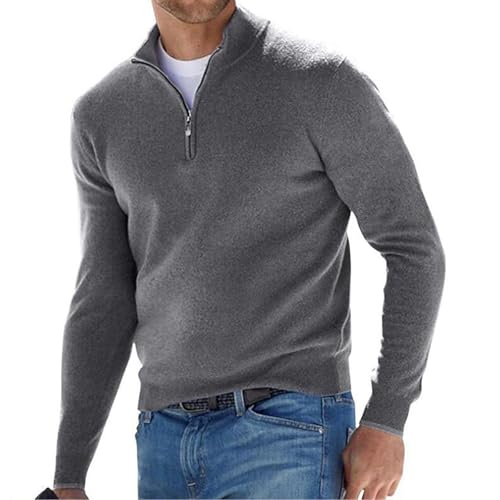 Generisch Pullover Herren 1/4 Zip Neck Pulli Männer Arbeitspullover Bequem Weich Ohne Kapuze Strickpullover Sweater Winterpullover Pulli Langarmshirt Fleecejacke Fleece Pullover Herren von Generisch