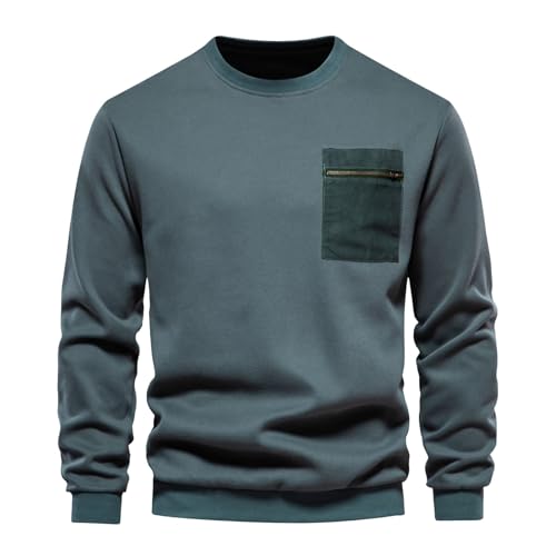 Generisch Pullover Herren Crewneck Sweatshirts Fleece Winter Langarmshirts Freizeit Sport Oberteile Shirt Warm,Sweatshirts für Herren Herren Sweatjacke Ohne Kapuze Schwarzer Pulli von Generisch