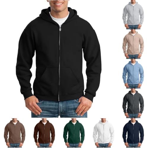 Generisch Pullover Herren Einfarbig Hoodie Sweatjacke mit Kapuze Hoodies Sweatshirts Kapuzenpullover Oversized Hoody Pullover Pulli Große Größen Streetwear Sportjacke mit Reißverschluss von Generisch