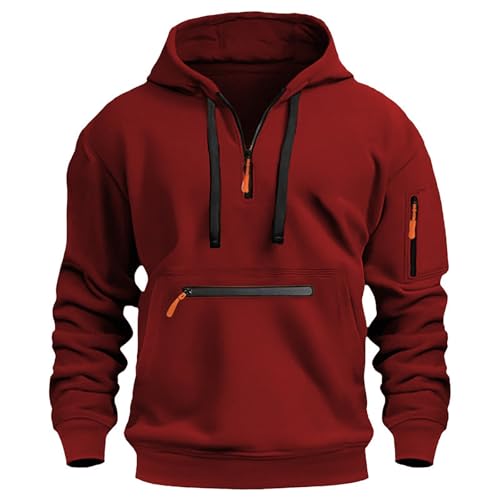 Generisch Pullover Herren Hoodie Sweatjacke Langarm Sweatshirt mit Kapuze Casual Jacke Longsleeve Kapuzenpullover Sweater Classic Farbabstimmung Hoody,Grauer Pullover Herren,Retro-Mode von Generisch