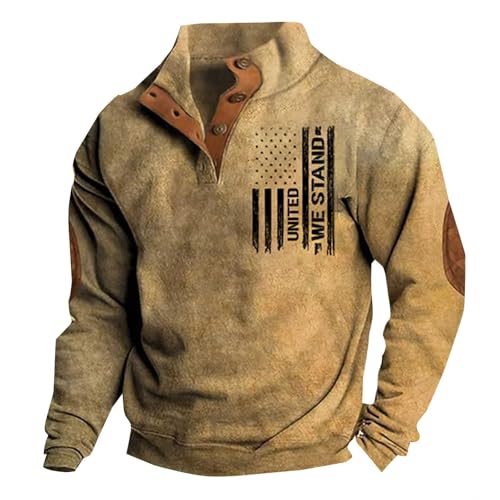 Generisch Pullover Herren Ohne Kapuze Sweatshirt Herren Schwarz XXXL Druckte Sweatpullover Langarm Freizeitjacke Regular Fit Trainingsjacke Mit Knöpfen Cargo Jacke Stehkragen Spleißen Farbblock von Generisch