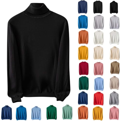 Generisch Pullover Herren Rollkragenpullover Strickpullover Rollkragen Longsleeve Sweater Baumwolle Winterpullover Freizeit Rollkragenpulli Turtleneck Sweater Männer Pulli Outlet Angebote Schwarz XXL von Generisch