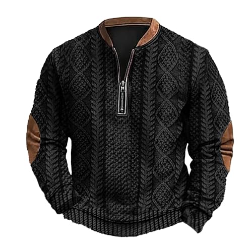 Generisch Pullover Herren Strukturiertpullover Feinstrick Pullover Regular Fit Basic Strickpullover mit Rundhals,S-5XL von Generisch