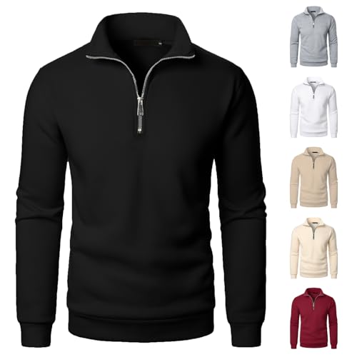 Generisch Pullover Herren Sweatshirt mit Half Zip Ohne Kapuze Oversize Fleece Sport Arbeitspullover Sweater Winterpullover Pulli Lässig Einfarbig Sweatshirts mit Stehkragen und Leiste Freizeit Generisch Pullover Herren Sweatshirt mit Half Zip Ohne Kapuze Oversize Fleece Sport Arbeitspullover Sweater Winterpullover Pulli Lässig Einfarbig Sweatshirts mit Stehkragen und Leiste Freizeit von Generisch