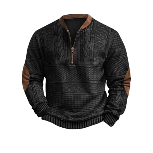 Generisch Pullover Herren Vintage 3D Drucken 1/4 Zip Sweatshirt Mit Ohne Kapuze Langarm Sweatshirts Viertel-Reißverschluss Outdoor Top von Generisch