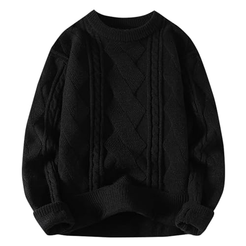 Generisch Pullover Herren Winterpullover Strickpullover Knitted Sweater Langarmshirt Business Pullover Grobstrick-Pullover Verdicken Thermooberteile Freizeit Strick Pulli Blitzangebote Schwarz 4XL von Generisch