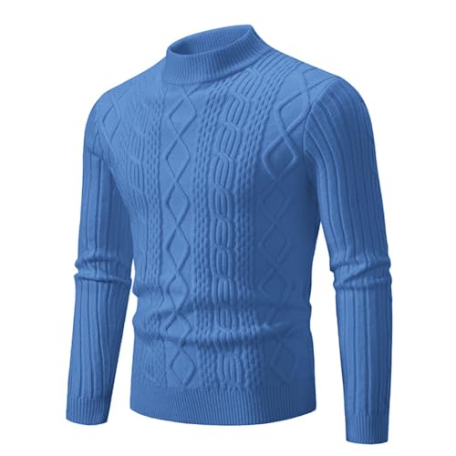 Generisch Pullover Herren Zopfmuster Strickpullover Halber Rollkragenpullover Winter Slim Fit Sweater Basic Langarm Turtleneckpullover von Generisch