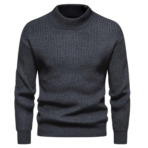 Generisch Pullover Jacke Herren Stilvolle Einfarbige Modisches, farblich passendes, großes Baumwoll-Cardigan-Pullover mit Reißverschluss für Herren Pullover Herren Winter (Grey, L) von Generisch