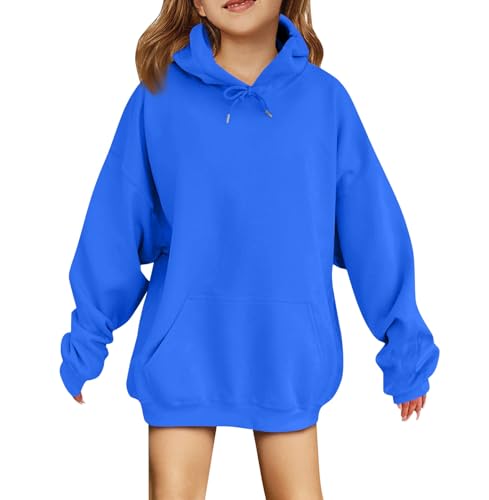 Generisch Pullover Kinder Oversize Mädchen Hoodie Elegant Kapuzenpullover Winter Langarmshirt Sweatshirt Streetwear Pulli Kapuzenpulli Oberteile Black Friday 2024(Blau,11-12 Jahre) von Generisch