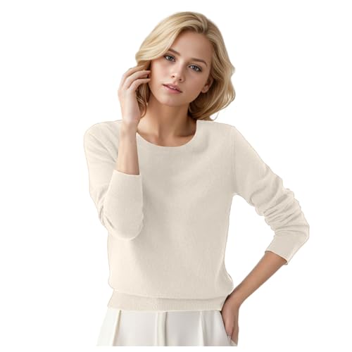 Generisch Pullover beige Damen Winterpullover Damen warm Pullover Herbst Winter elegant Sweater dünne Damenpullover Basic Strickpullover Elegante Oberteile Pullunder von Generisch