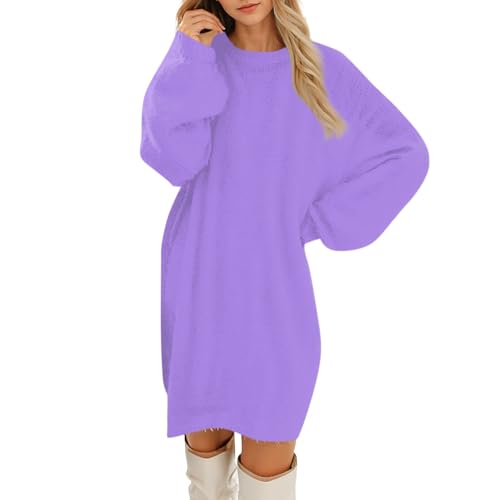 Generisch Pulloverkleid Damen Oversize Strickkleid Herbst Winterkleid Locker Longpullover Modische Knielang Wollkleid Langarm Pullis Rundhals Strickpullover Elegante Sweatkleid 4#Lila 3XL Generisch Pulloverkleid Damen Oversize Strickkleid Herbst Winterkleid Locker Longpullover Modische Knielang Wollkleid Langarm Pullis Rundhals Strickpullover Elegante Sweatkleid 4#Lila 3XL von Generisch