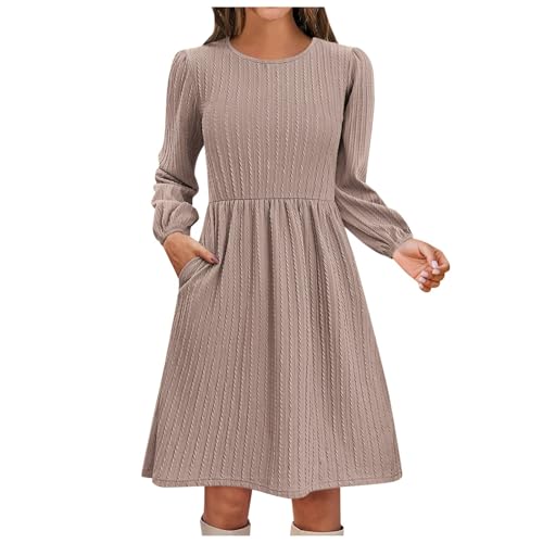 Generisch Pulloverkleid Damen Rundhals Langarm Strickkleid Freizeitkleid Sexy Baumwolle Lang Minikleid Pullikleid Winter Elegant Pulloverkleid Winterkleid Große Größen Warm Sweatkleid Strickpullover von Generisch
