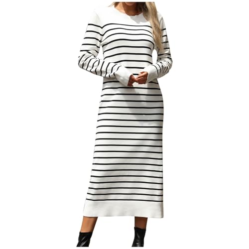 Generisch Pulloverkleid Winter Langarm V-Ausschnitt Strickkleid Weihnachtskleid Damen Langarm Kleid Herbst Damen Lang Weihnachtskleid Sommerkleider von Generisch
