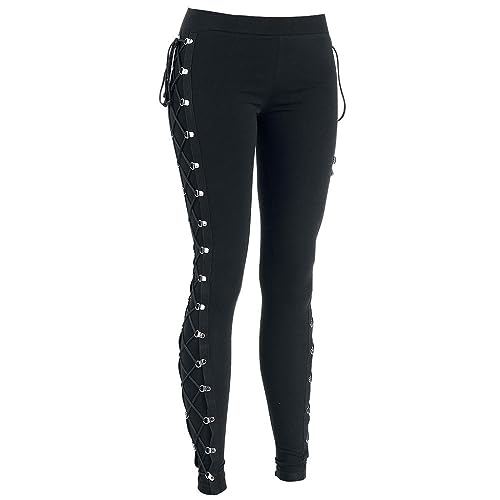 Generisch Punk Kleidung Damen Gothic Hose Enge Hosen Leggings Röhrenhose Freizeithose Schwarz Leggins Cool Gathered Pants Gothic-Distressed-Punkhose Mode Trousers mit Schnürung Streetwear von Generisch