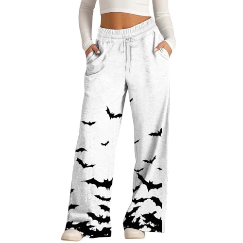Generisch Pyjama Hose Halloween, Hosen Damen, Jogginghose Halloween Hose Baggy Kostüm Sporthose Lang Trainingshose Yogahose Lockere Bequem Sweatpants Weites Bein Freizeithose Laufhose Sweathose von Generisch