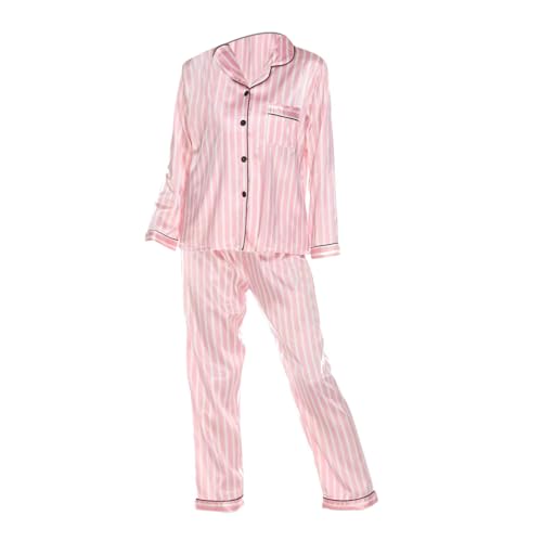 Generisch Pyjama Set Für Damen Schlafanzug Damen Lang Pyjama Frauen Pyjamahose Langarm Loungewear Winter Warm Pyjama Set Damen Lang Baumwolle Schlafanzug Pyjama Damen Elegant Schlafanzug von Generisch