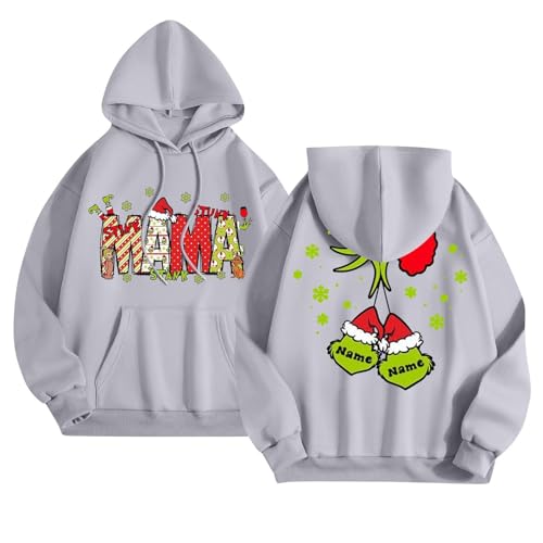 Generisch Pyjama The Costume Weihnachtspullover Damen Lustig üBergroßE Langarm Kapuzenpullover Mit Taschen Mode Weihnachten Grafik Backprint Sweatshirts +Pullover KostüM Frau von Generisch
