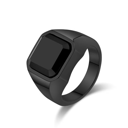 Generisch Quadratische Ringe aus Titanstahl, Schwarzer Onyx Ring, Herrenringe, Herrenring Goth, Herrenringe, Ring für Männer Fashion Square mit schwarzem Stein (Black, 11) von Generisch