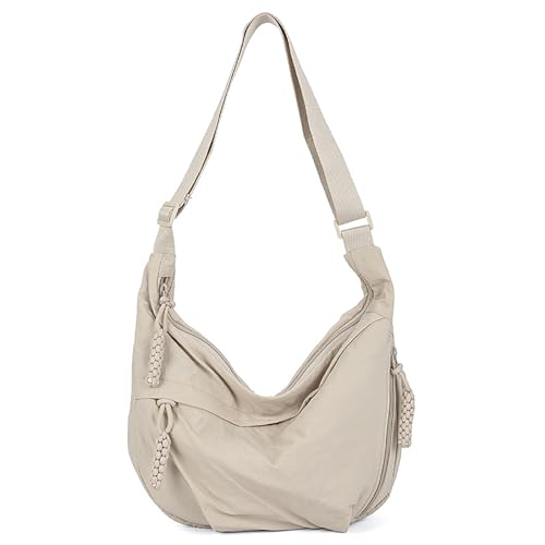 Generisch Quantifyn Damen Hobo Handtasche, Nylon Crossbody Schultertasche, Halbmond-Design, Casual (Off white, 37 * 22 * 8 cm) von Generisch