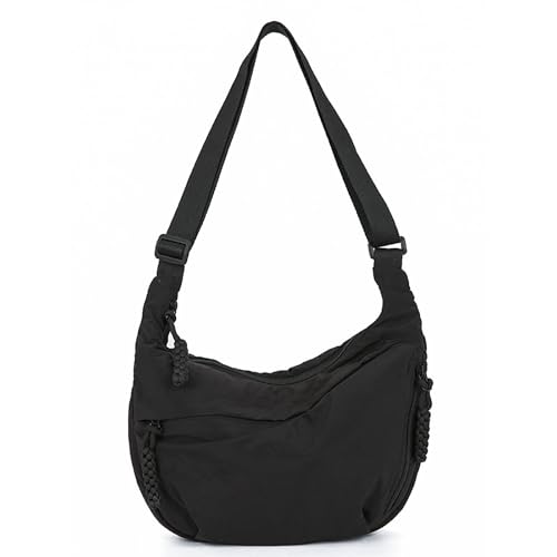 Generisch Quantifyn Damen Hobo Handtasche, Nylon Crossbody Schultertasche, Halbmond-Design, Casual (black, 37 * 22 * 8 cm) von Generisch