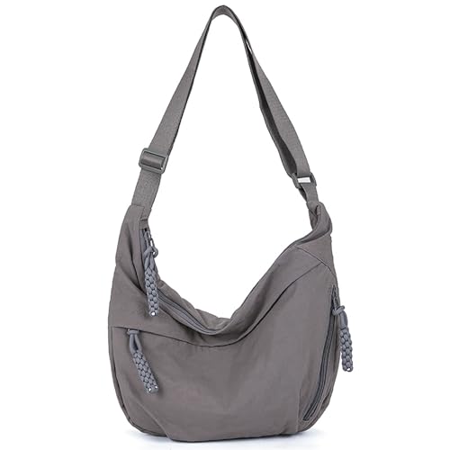 Generisch Quantifyn Damen Hobo Handtasche, Nylon Crossbody Schultertasche, Halbmond-Design, Casual (grey, 37 * 22 * 8 cm) von Generisch