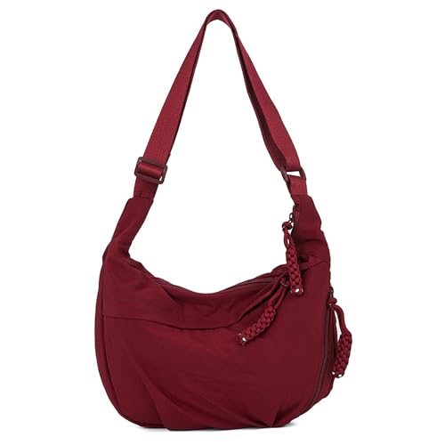 Generisch Quantifyn Damen Hobo Handtasche, Nylon Crossbody Schultertasche, Halbmond-Design, Casual (red, 37 * 22 * 8 cm) von Generisch