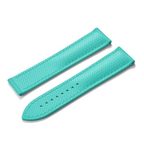 Generisch Quick Relase 20mm 22mm Premium Gummi Uhrenarmband Butterfly Schnalle Weiches Gummiband Universaluhr(Cyan-No Buckle,20mm) von Generisch