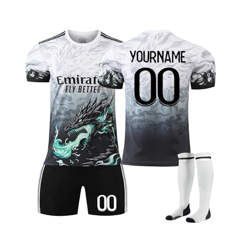 Generisch R.M Fußball Trikot mit Eigenem Namen Nummern Personalisiert Fussballtrikot für Kinder/Erwachsener, Fussball Trikot Shorts Socken Sets Jungen Herren Generisch R.M Fußball Trikot mit Eigenem Namen Nummern Personalisiert Fussballtrikot für Kinder/Erwachsener, Fussball Trikot Shorts Socken Sets Jungen Herren von Generisch