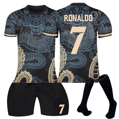 Generisch R.Madrid Drachen Sonderausgabe Fußballtrikot, Nr.7 Limitierte Auflage Fussball Trikots Shorts Socken Set für Kinder/Erwachsene Weiß und Blau von Generisch