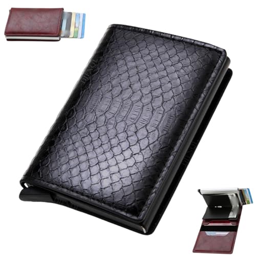 Generisch RFID Blocking Smart Wallet, Men's Vintage PU Leather Wallet, Credit Card Holder Anti-Theft Auto Pop Up Wallets von Generisch