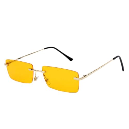 Generisch Rectangular Ladies Sunglasses Retro Men'S Sunglasses Frameless Polarized Woman Gradient Glass Uv400(Gray Yellow) von Generisch