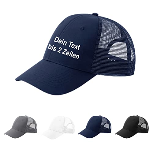 Generisch Recycled Urbanwear 6 Panel Snapback Cap Trucker mit Wunschtext Bestickt. (Schwarz) von Generisch