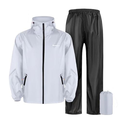 Generisch Regenanzug Herren Damen, Regenjacke Und Regenhose Leichte Regenkombi Atmungsaktiv Regenbekleidung Mit Kapuze Regenset Regenschutz Regenmantel Für Outdoor Wandern Camping von Generisch