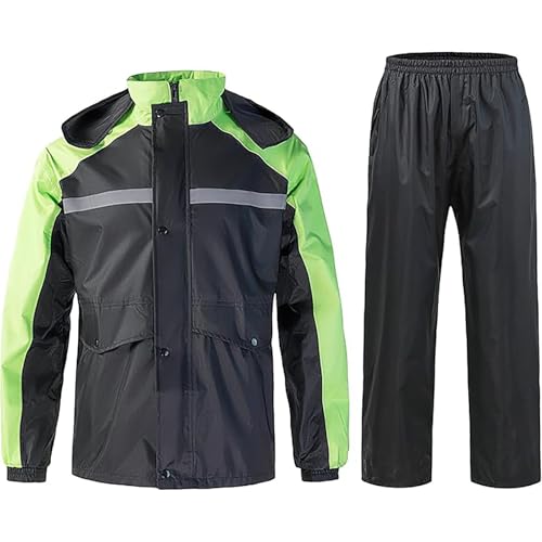 Generisch Regenanzug Herren Damen, Regenjacke Und Regenhose Regenschutz Regenbekleidung Atmungsaktiv Regenkombi Leichte Regenmantel Mit Kapuze Regenset Für Outdoor Wandern Camping von Generisch